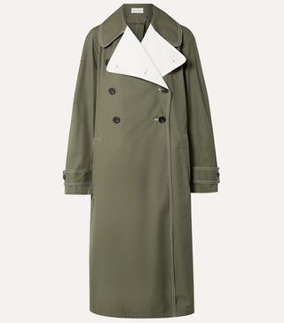 By Malene Birger + Hazina Double-Breasted Two-Tone Cotton-Gabardine Coat