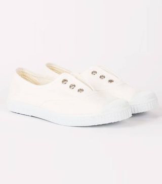 Trotters + White Hampton Canvas Plum Shoes