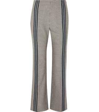 Maison Margiela + Striped Houndstooth Wool Flared Pants