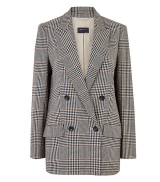 M&S Collection + Italian Wool Checked Double Breasted Blazer
