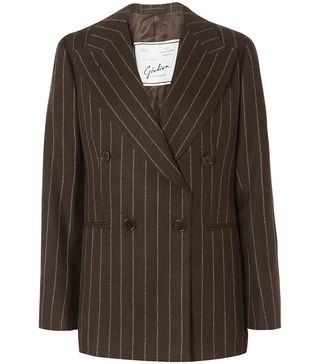 Giuliva Heritage Collection + Stella Double-Breasted Pinstriped Wool Blazer