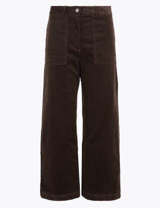 Marks and Spencer + Corduroy Wide Leg Cropped Trousers