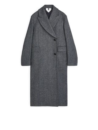 Arket + Double-Breasted Tweed Coat