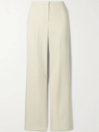 Theory + Satin-Trimmed Crepe Straight-Leg Pants