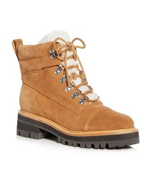 Marc Fisher + Idella Shearling Hiker Boots in Brown Suede