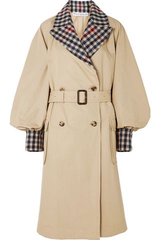 JW Anderson + Belted Checked Wool-Blend and Cotton-Gabardine Trench Coat