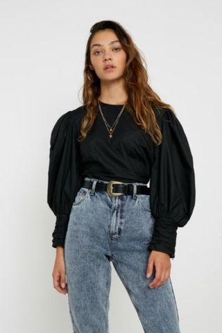 Urban Outfitters + Poplin Puff-Sleeve Blouse