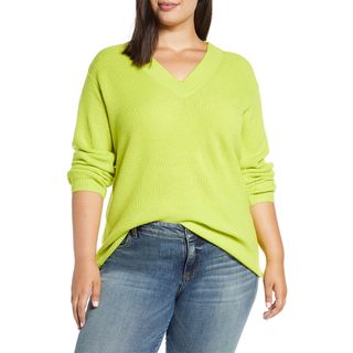 Vince Camuto + Ribbed V-Neck Sweater