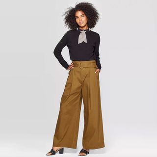 Who What Wear x Target + Mid-Rise Wide-Leg Pleated Pants