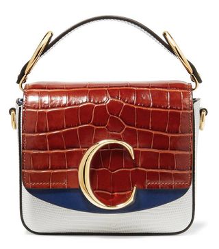 Chloé + Chloé C Croc-Effect and Lizard-Effect Leather Shoulder Bag