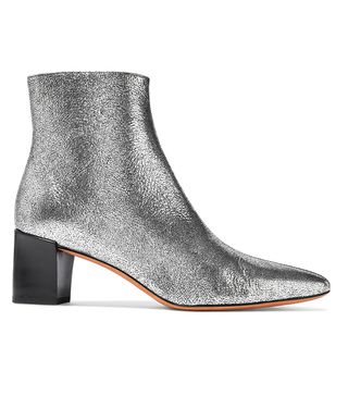 Vince + Lanica Metallic Cracked-Leather Ankle Boots
