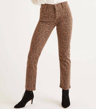 Boden + Leopard Print Straight Jeans