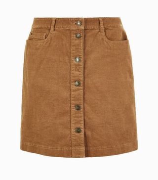 Marks and Spencer + Corduroy Button Front A-Line Miniskirt