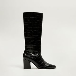 Mango + Croc-Effect boots