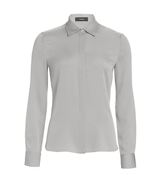 Theory + Core Silk Button-Down Shirt