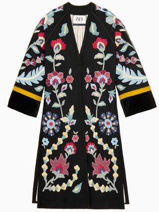 Zara + Embroidered Coat Limited Edition