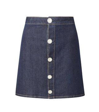 Leandra X Mango + Jewel buttons denim skirt