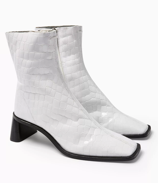 Topshop + Maja Leather White Crocodile Sock Boots