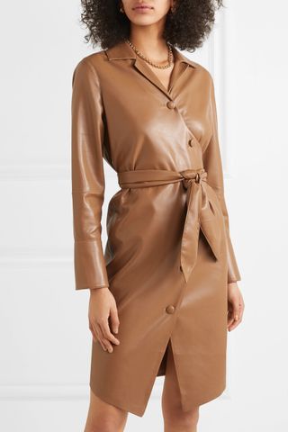 Nanushka + Ailsa Vegan Leather Wrap Dress