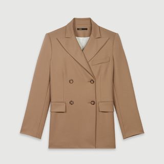 Maje + Straight-Cut Double Breasted Jacket