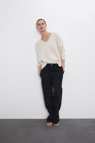 Zara + Oversize V-Neck Cashmere Sweater