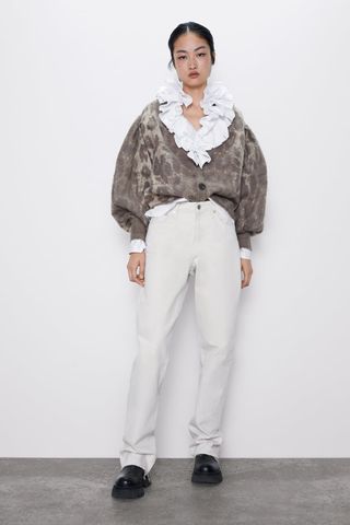 Zara + Long Animal Print Jacquard Jacket