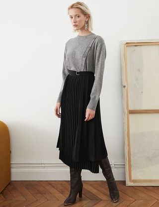 Pixie Market + Asymmetric Pleated Skirt