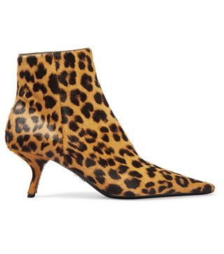 Prada + 65 Leopard-Print Calf Hair Ankle Boots