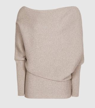 Reiss + Asymmetric Knitted Top Stone