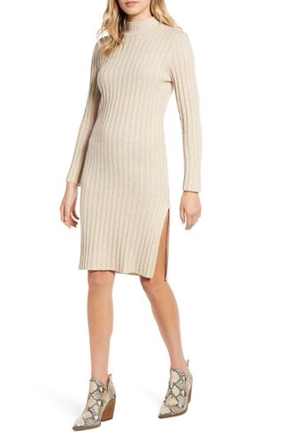 BP. + Ribbed Long Sleeve Sweater Dress