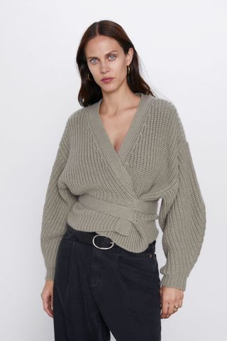 Zara + Cropped Belted Cardigan