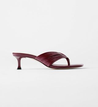 Zara + Gathered Leather High Heeled Sandals