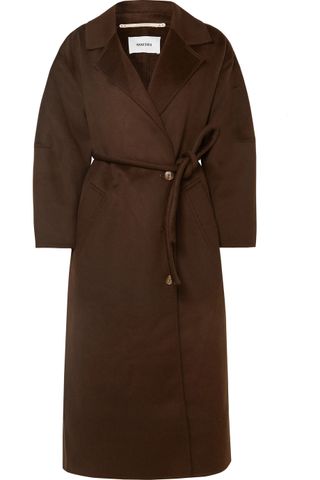 Nanushka + Loane Oversized Belted Wool and Silk Blend Coat