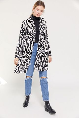 The East Order + Zebra Print Faux Fur Coat