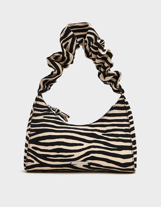 Loeffler Randall + Aurora Scrunchie Strap Shoulder Bag in Zebra