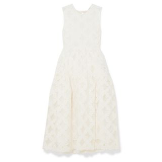 Cecilie Bahnsen + Aretha Embroidered Tiered Midi Dress