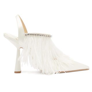 Jimmy Choo + Ambre 100 Feather-Trimmed Satin Shoes