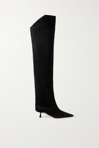Jimmy Choo + Vari 45 Patent Leather-Trimmed Suede Over-the-Knee Boots