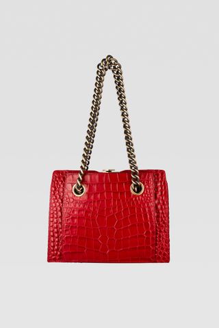Zara + Animal Embossed Shoulder Bag With Chain Straps