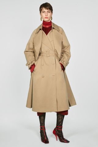 Zara + Belted Double Trench Coat