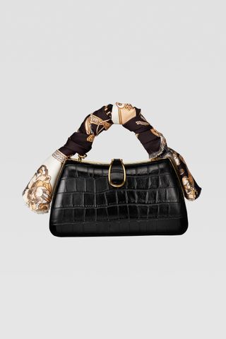 Zara + Animal Embossed Crossbody Bag With Scarf Details