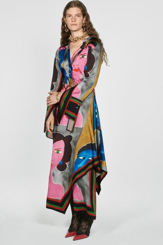 Zara + Face Print Dress