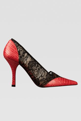 Zara + Lace Animal Print Heeled Shoes