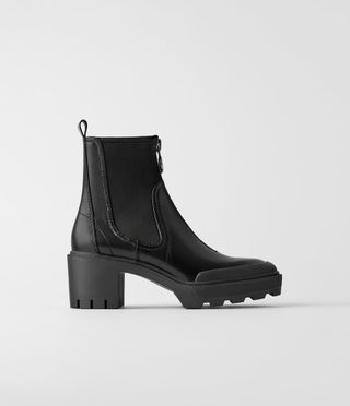 Zara + Heeled Lug Sole Ankle Boots with Zip