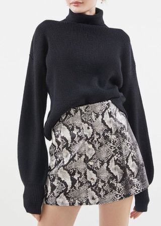 Urban Outfitters + Siren Snake Print Button-Front Mini Skirt