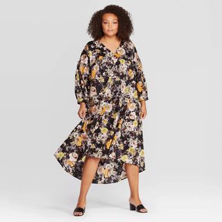Who What Wear x Target + Floral Print Tiered Tent Midi Dress
