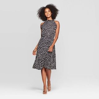 Who What Wear x Target + Animal Print Halter Neck Midi Dress