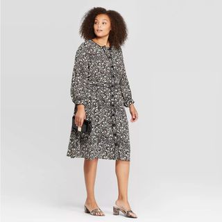 Who What Wear x Target + Floral Print Scoop Neck Midi Dress