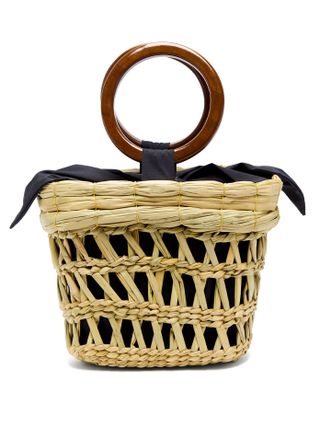 Sensi Studio + Bamboo-Handle Straw Basket Tote Bag