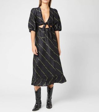Ganni + Silk Linen Dress